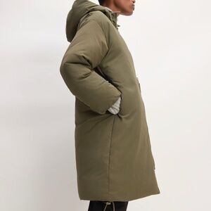 NEW Everlane: Long "Re:Down Puffer" Kalamata, Women's LG. SOLD OUT ON EVERLANE